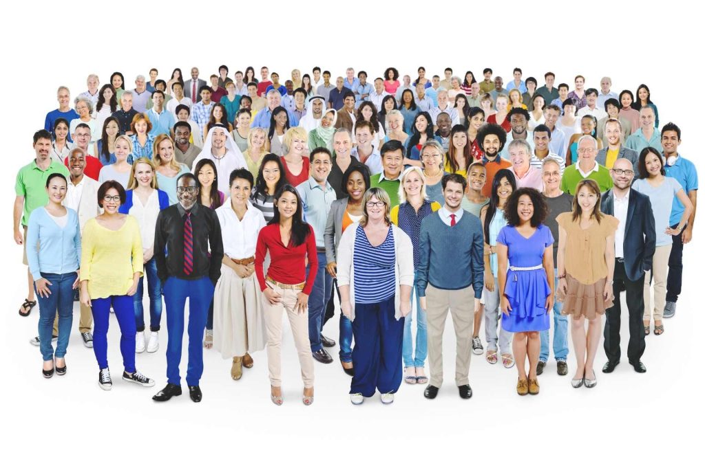 Diverse group of people standing